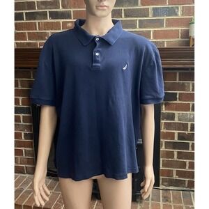 NAUTICA‎ MENS BLUE SHORT SLEEVE POLO SHIRT Size 3XL SLIM FIT COTTON COMFORT